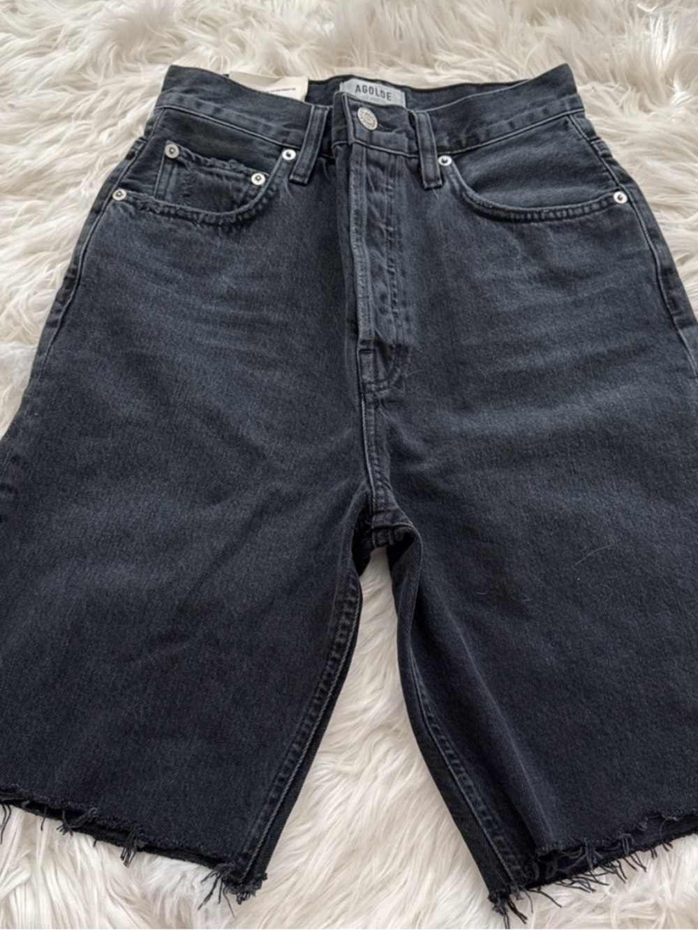 Agolde Black High-Rise Denim Jean Shorts
